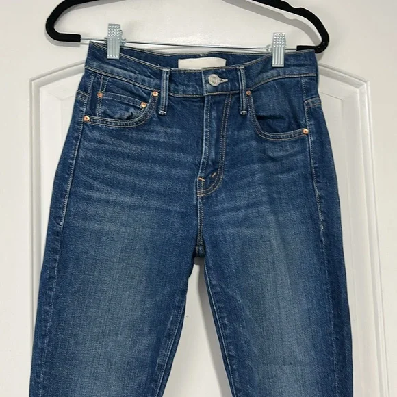 MOTHER JEANS size 25 THE INSIDER CROP STEP FRAY WOMAN TEAMING UP dark wash - Picture 8 of 16